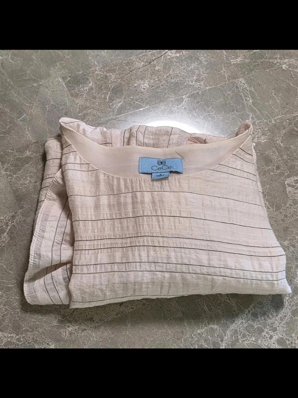 Light Pink Striped Flutter Sleeve Women’s Top